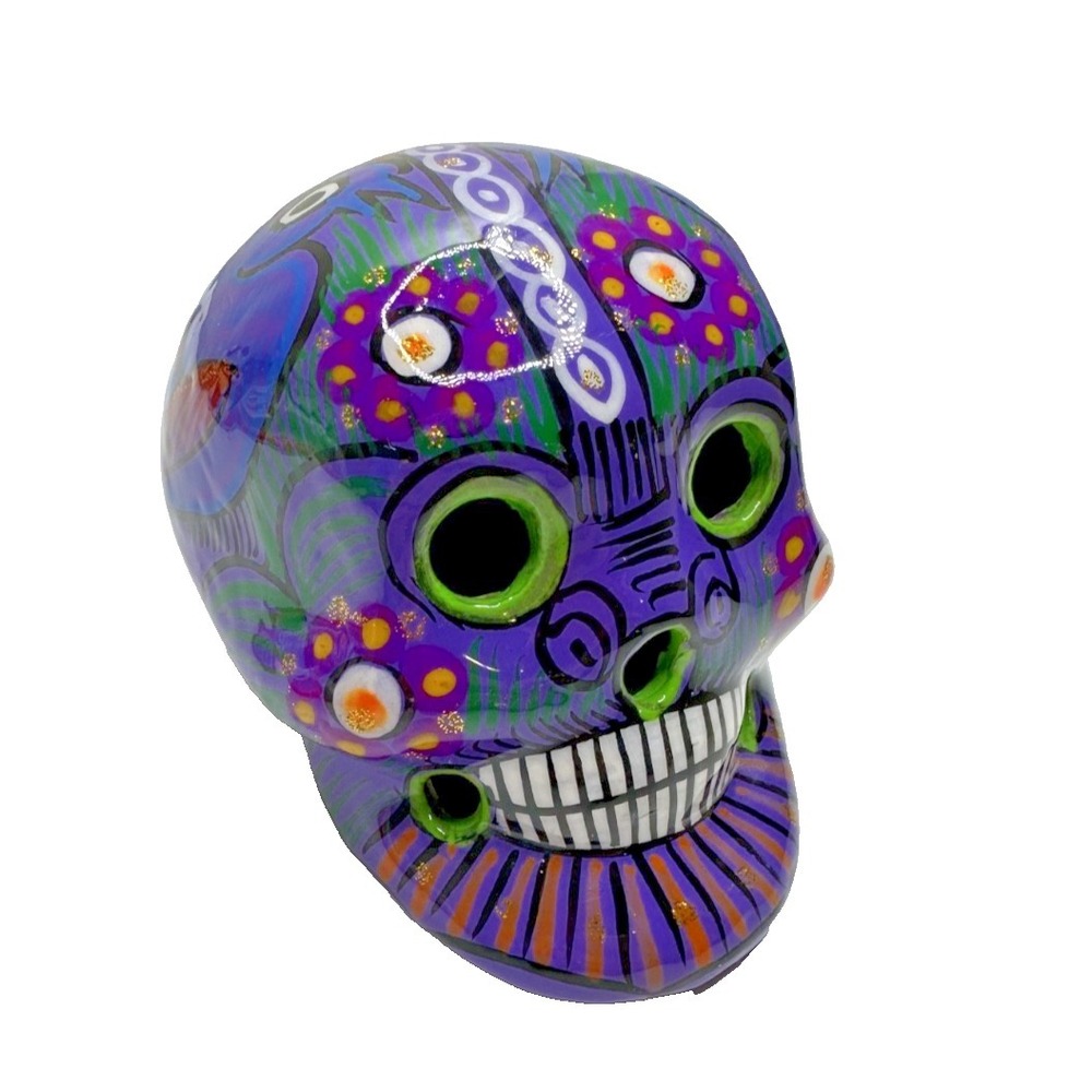 Disney Parks Day of the Dead Skull Sugar Skull Hand Painted Teracotta Mexico